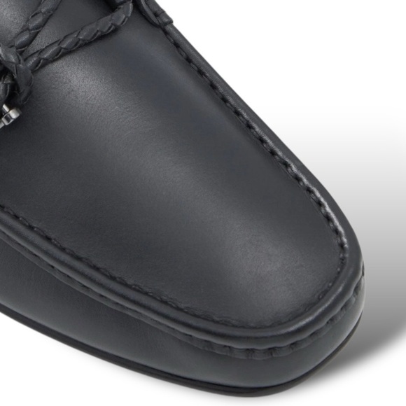 ALDO AMBANI Black Leather Moccasin Loafers Size 13 Black GOTHIC Normcore NWOT - Picture 12 of 14